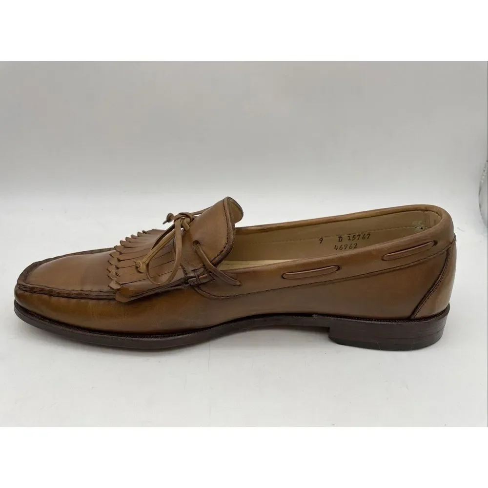 Allen Edmonds Tan Light  Brown‎ Leather Kiltie Tie Boat Loafesr Size 9D